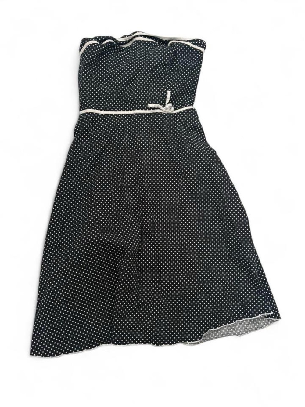 Suzy Shier Black and White Polka Dot Strapless Dress